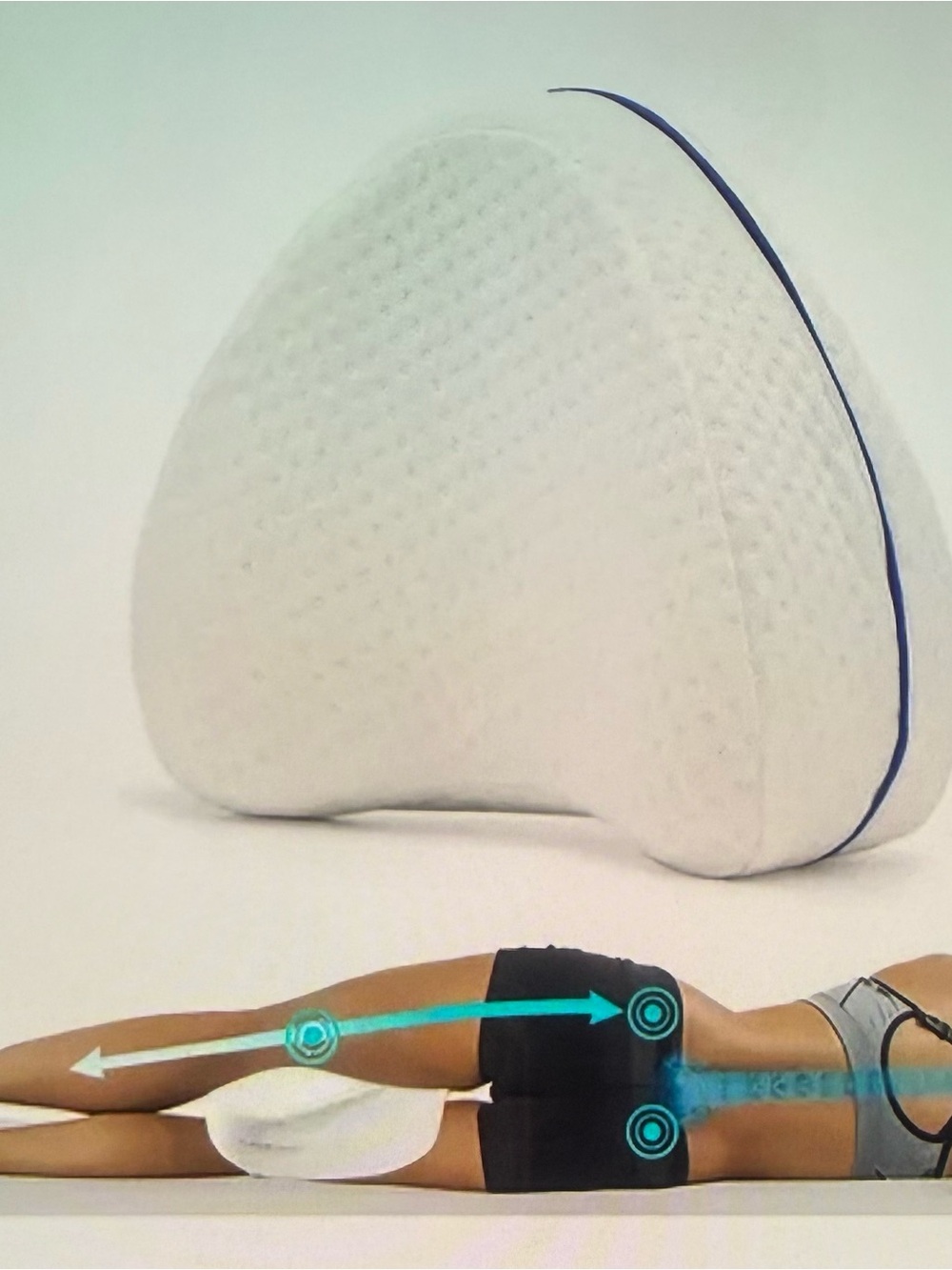 White Memory Foam Knee Pillow for Side Sleepers - Ergonomic Support